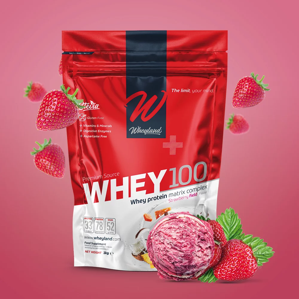 Whey100 - 1kg (Strawberry Field) - Wheyland Srbija